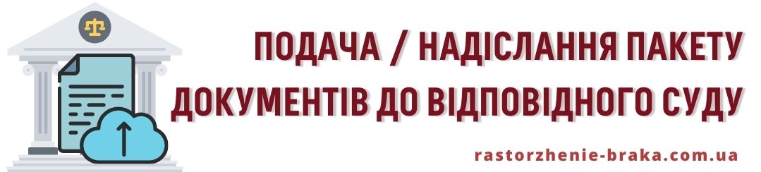 Подача / надіслання пакету документів до відповідного суду Подача / надіслання пакету документів до відповідного суду